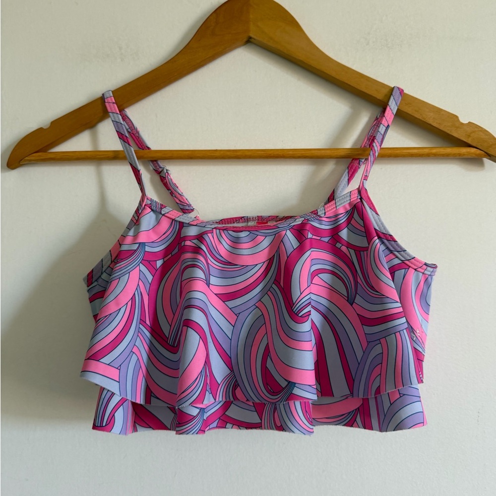 Betsey Johnson Pink/Blue Y2K Style Girls Bikini Top size 10 EUC